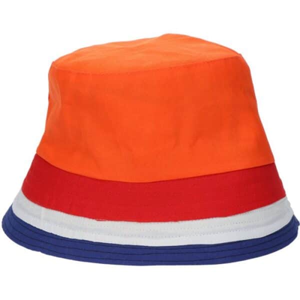 Oranje Vissershoedje met rood wit en blauw